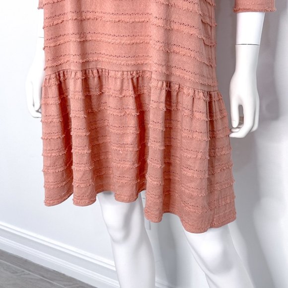 Hatch Maternity The Layla Fringe Drop Waist V Neck Dress in Clay Pink Size 0 XS - Picture 5 of 13